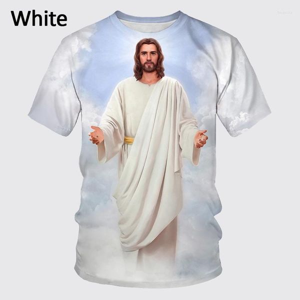Camisetas para hombre Moda 3D Impreso Cruz cristiana Jesús Camiseta fresca Tops divertidos Oración Manga corta