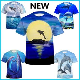 T-shirts pour hommes Mode 3D Imprimé Sea Cartoon Dolphin T-shirt pour hommes / femmes Animal manches courtes Hip Hop Top Plus Taille Dix-huit styles