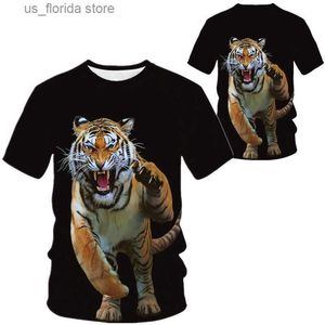 T-shirts pour hommes Mode 3D T-shirt pour hommes Tendance personnalisée Imprimer Animal Tiger Wolf Patter Court Slve Tops Ts Casual O-Cou Vêtements pour hommes Y240315