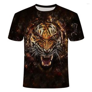 T-shirt da uomo Fashion T-shirt con stampa tigre 3D T-shirt estiva casual a maniche corte O-collo e top da strada da donna Sport all'aria aperta S
