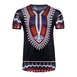 Camisetas para hombres Moda Africana Dashiki Imprimir Camisa para hombres Marca Casual Slim O-cuello Verano Camiseta de manga corta Hip Hop Top Tees Ropa