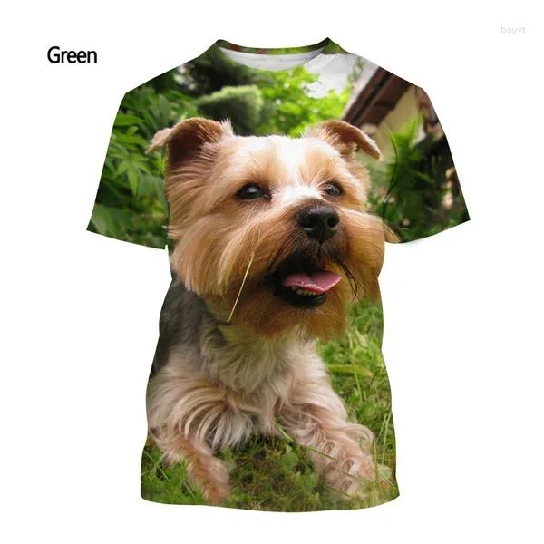 T-shirts pour hommes mode Animal chien Yorkshire Terrier impression 3D T-shirt et haut d'été décontracté à col rond pour femmes