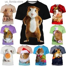 T-shirts pour hommes Mode Animal Cochon d'Inde Impression 3D T-shirt Hommes et femmes Casual Mignon T-shirt à manches courtes Tendance T-shirt drôle Comes Top Y240321