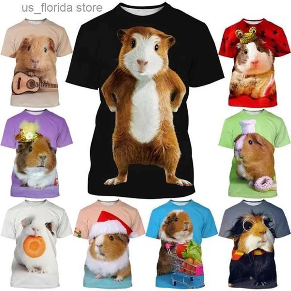 T-shirts pour hommes Mode Animal Cochon d'Inde Impression 3D T-shirt Hommes et femmes Casual Mignon T-shirt à manches courtes Tendance T-shirt drôle Comes Top Y240321
