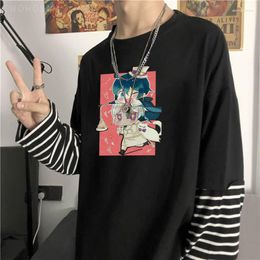 Mannen T-shirts Mode Anime De Case Study Van Vanitas Lange Mouw T-shirt Grappige Cartoon Kawaii Noe Zomer Zonnebrandcrème gestreepte T-shirts