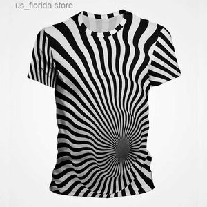 T-shirts Hommes Mode Artistique Illusion Noir Blanc T-shirt Nouvel Été Hommes Casual Tops T Femmes Kid Oversize Sport Ts Ropa Hombre Camisetas Y240321