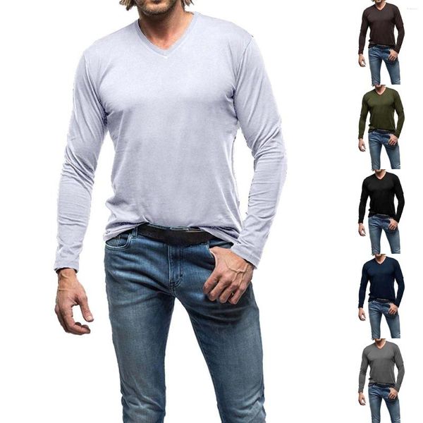 Camisetas para hombres Moda Otoño Casual Manga larga Cuello redondo Mezcla de poliéster para hombre Correr Pantalón corto 5 debajo de la camisa Scrub