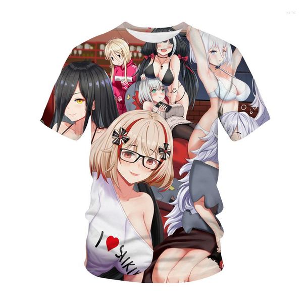 Camisetas de hombre moda Azur Lane camiseta mujer hombre 3D patrón de impresión de gran tamaño Kawaii diseño niña niño Harajuku niños ropa Top camisetas