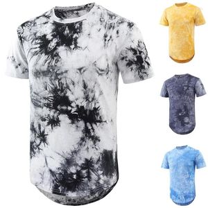 Camisetas para hombre Camiseta básica de moda de verano de manga corta con cuello redondo Hip Hop arco dobladillo camiseta ropa Tie Dye Casual parte de arriba ropa informal