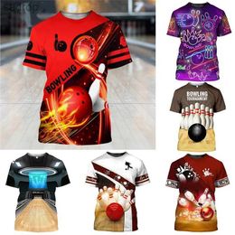 T-shirts masculins Fashion Bowling Ball imprimé pour hommes T-shirt de sport extérieur unisexe ONISE CASSOR
