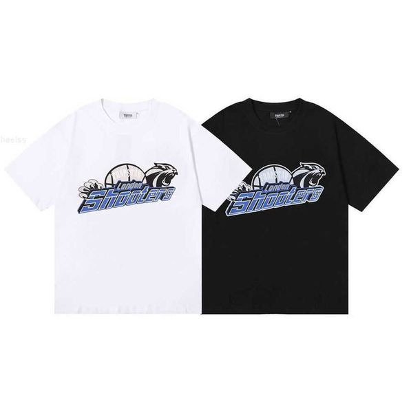 T-shirts pour hommes Marque de mode Trapstar basketball London shooter print coton double fil lâche T-shirt à manches courtes pour hommes et femmes Motion design 65ess