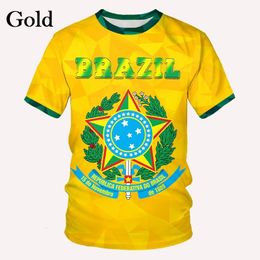 T-shirts pour hommes mode drapeau du Brésil passe-temps impression 3d décontracté hommes femmes O cou à manches courtes sweats 230613
