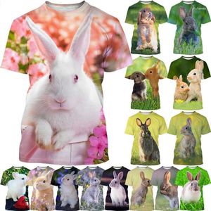 T-shirts pour hommes Mode Casual Animal Impression 3D T-Shirt Personnalité Mignon Blanc Imprimé Col Rond Streetwear