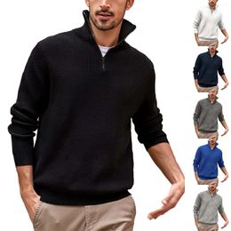 Camisetas para hombres Moda Casual Camisa de manga larga Color sólido Raya Estiramiento para hombre Mock Turtle Neck Hombres grandes y altos