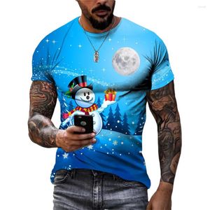 Heren t shirts mode mode kerstfestival party sfeer grafische 3d casual persoonlijkheid grappige geprinte o-neck short mouw tees tops