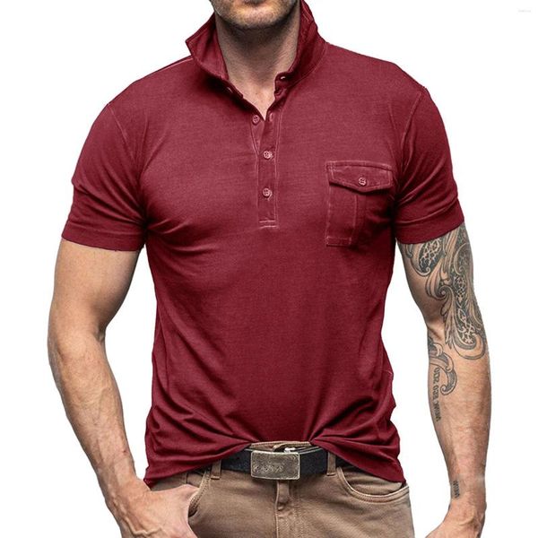 T-shirts pour hommes mode col couleur bloc chemise décontracté à manches courtes haut surdimensionné hommes luxe T-shirt à manches T-shirt