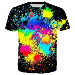 T-shirts pour hommes Mode Coloré Tie Dye Graffiti 3D T-shirt d'impression Été Hommes Femme T-shirts Streetwear Harajuku Tees Tops Unisexe Vêtements pour enfants