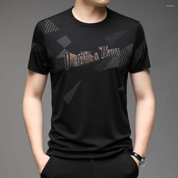 Camisetas de hombre Diseño de moda Carta O-cuello Camiseta Hombre Ropa Verano Versátil Cómodo Manga corta Camisetas informales de negocios