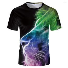 T-shirts pour hommes Fashion Lion fluorescent 3d Shirt imprimé motif animal cool Modèle à manches courtes Summer Tops de l'homme