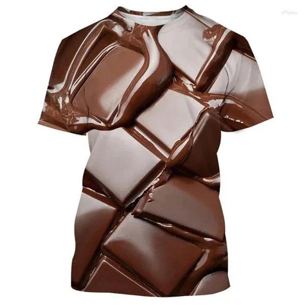 Camisetas para hombre, camisetas de moda con salsa de Chocolate y comida, camiseta de manga corta con estampado 3D para hombres y mujeres, camisetas de gran tamaño Harajuku para niños de Hip-hop