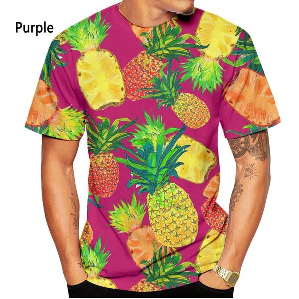 Camisetas para hombre Moda Divertida Fruta Piña Hombres y mujeres Impresión 3D Casual Camiseta de manga corta