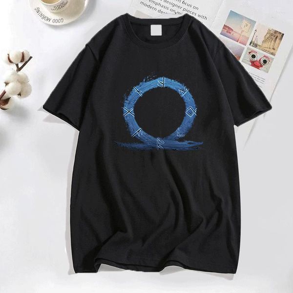 Camisetas de hombre Juego de moda God Of War Ring Shirt Hombres Mujeres Casual O-cuello Tops Camisetas Harajuku Manga corta Retro Negro Camisetas Unisex