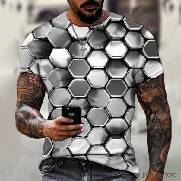 Camisetas para hombres moda geométrica abstract 3d camisetas estampadas para hombres 2023 camisetas superiores de manga corta gráficos de camiseta masculina ropa streetwear