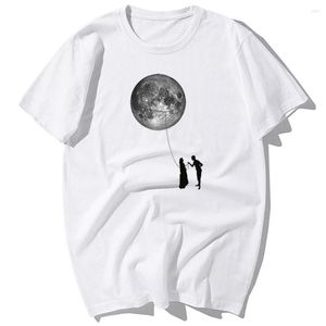 Camisetas de moda para hombre, camiseta de amantes de la pareja Give You The Moon, camiseta informal de verano para hombre, camisetas de manga corta de algodón, ropa de calle Harajuku