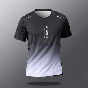 T-shirts masculins T-shirt imprimé dégradé de mode pour hommes Summer Soufflent à manches courtes Tops extérieurs Run Fitness Sports T-shirt