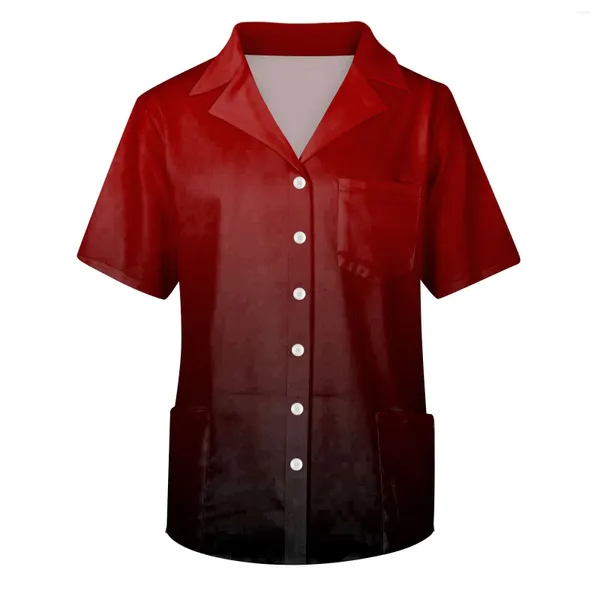 Camisetas para hombre, camisetas de manga corta con gradiente a la moda, camisetas con cuello en V, blusa con bolsillo de trabajo, camisetas de uniforme exfoliante para hombre, ropa de trabajo