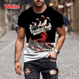 Camisetas para hombres Moda Hip Hop Rock Judas Priest Band Camisetas impresas en 3D para hombres Casual O-cuello Short Slve Tops Strt Trend Oversize Ts Y240315