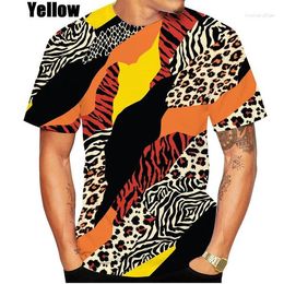 Camisetas para hombres Moda Estampado de leopardo Hombres Mujeres Primavera Verano 3D Impreso Mangas cortas Casual Cuello redondo Deporte Tops XS-5XL