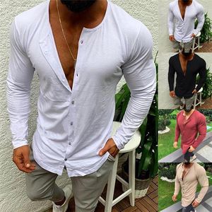 T-shirts pour hommes Mode Luxe T-shirts à manches longues Casual Slim Fit Élégant Solid Tops 4 couleurs
