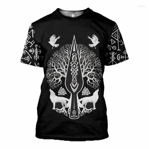 Hommes t-shirts mode hommes pour femmes 3D imprimé Viking tatouage chemise t-shirts Shorts manches vêtements Cosplay Streetwear goutte Style-1