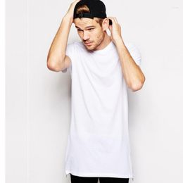 T-shirts masculins Mode Hip Hop Longline T-shirts côté zip tshirt masculin grand et grand chemise blanche vêtements noirs blancs streetwear tops