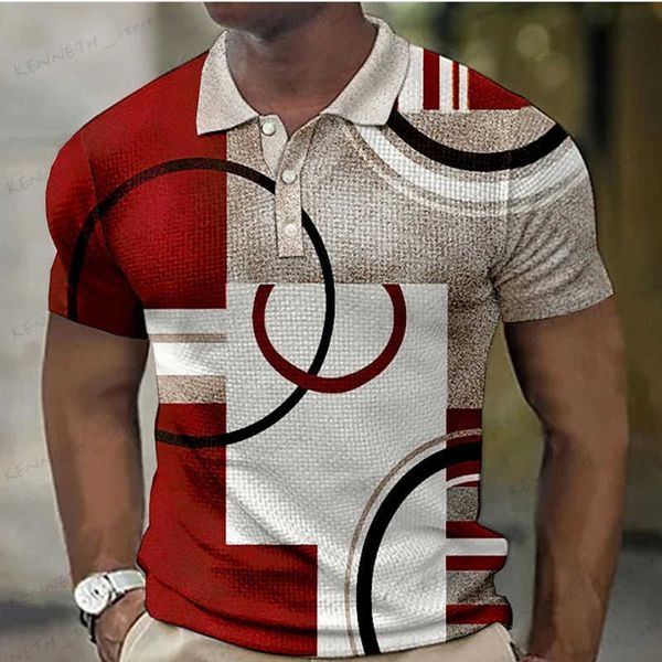 Camisetas para hombres Moda Polos para hombres Empalme 3D Impresión a cuadros Arte Hombres Ropa Camisa de gran tamaño Diario Casual Manga corta Calle Cool Tops T240126