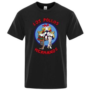 Heren t-shirts Fashion Men T-shirts 2022 Summer Los Pollos Hermanos Tops Male Chicken Brothers Short Slve T Grappige hipster Hot Sale Tops T240510