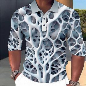 T-shirts voor heren Fashion Mens Polo Shirt 3d gestreepte T-shirt Top zomer kort sve polo shirt kleurrijk patroon ts casual heren kleding t240508