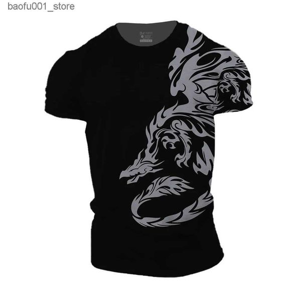 Camisetas para hombres Fashion Mens Camiseta Animal Totem Totem Totis Thish For Men Brezized Simple Short Sleved Tops Street Casual Mens Clothing Q240220