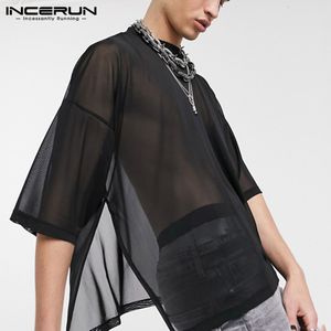 T-shirts pour hommes Fashion Mesh Men T-shirt Sexy O Neck Short Sleeve See Through Nightclub Party T-shirts Hommes Street Tee Tops S-5XL INCERUN 230608