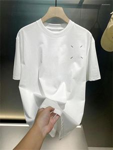T-shirts pour hommes mode Mmsix Style couleur unie coton à manches courtes numéros classiques chevauchement impression moitié femmes T-Shirt ample