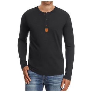 Camisetas para hombre, Camiseta de moda con varios botones para hombre, Camiseta Henley de manga larga de otoño 2022, ropa de calle, Camiseta informal de Color sólido, Camiseta