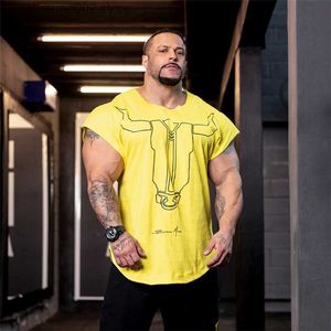 Heren T-shirts Mode Spier Mannen Mouwloos T-shirt Merk Fitness Bodybuilding Shirt Mannen Fitness Katoen Singlets Merk Heren Shirt T230601