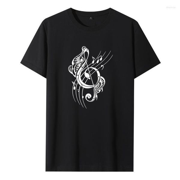 Camisetas para hombre, moda, música, nota Musical, silueta, camisa para hombre, pantalón corto informal de verano, manga de algodón, camisetas masculinas de alta calidad