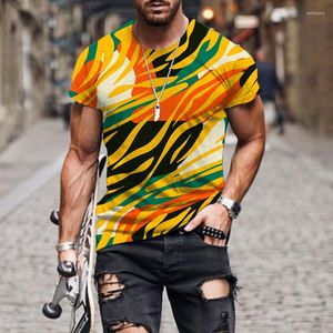 Heren t shirts mode natuurlijke landschap graphics zomer mannen/vrouwen shirt 3D printen korte mouw kleurrijke strepen casual kleding