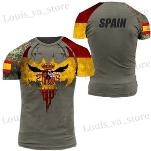 Camisetas masculinas moda de la nueva camiseta del ejército español Veterano Soldado Flagal impresa verano corta slve de gran tamaño