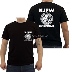 Camisetas de moda para hombre Njpw Japan Pro Wrestling Puroresu Lion Logo T-shirt Hombres Camisa de algodón Hip Hop Tees Top Harajuku Streetwear