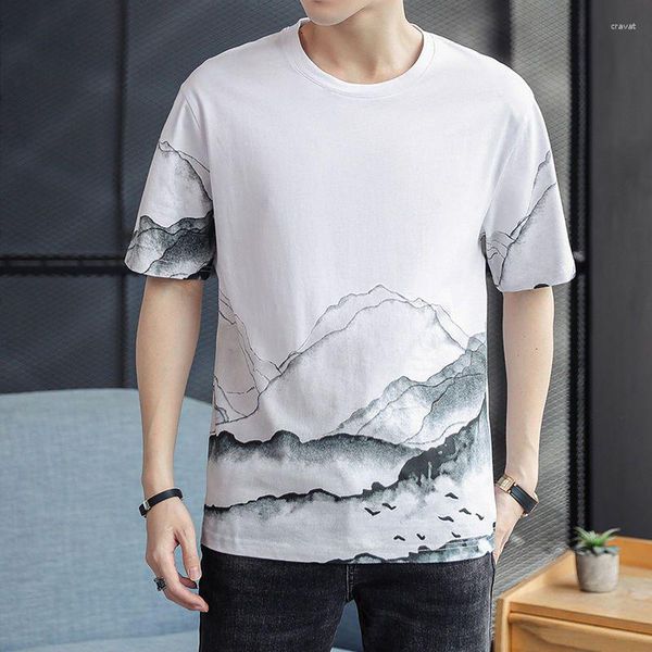 Camisetas para hombre, camiseta a la moda con cuello redondo de manga corta Tie Dye, ropa 2023, jerséis informales de gran tamaño, camiseta holgada coreana