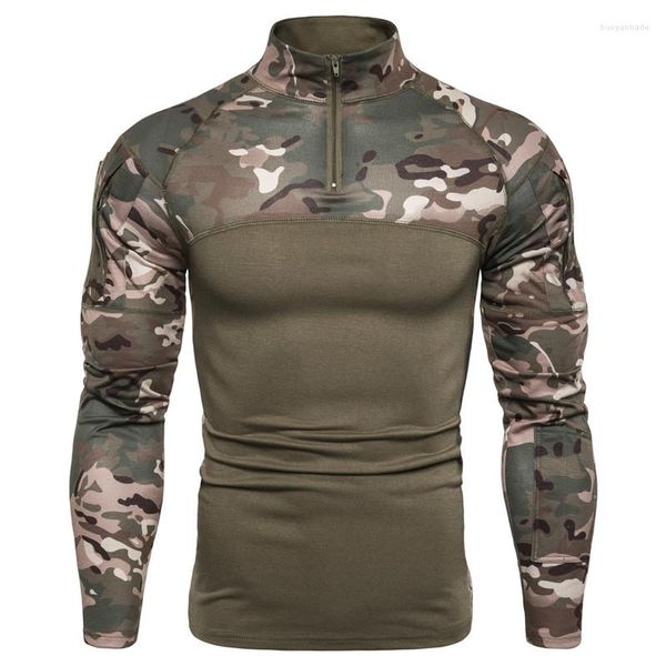 Hommes t-shirts mode en plein air militaire formation hauts hommes Fitness T-shirt sport course à manches longues Camouflage chemise collants hommes