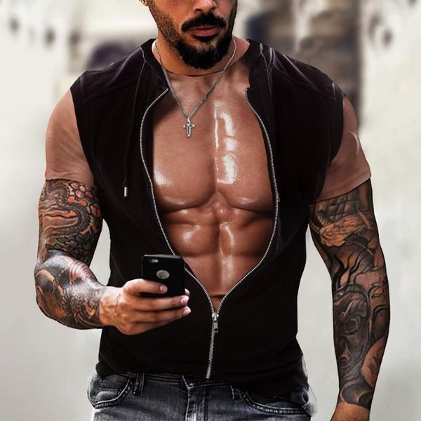 T-shirts pour hommes Personnalité de la mode 3DT Chemise Muscle Man Modèle Impression numérique Haut ample Graphique surdimensionné